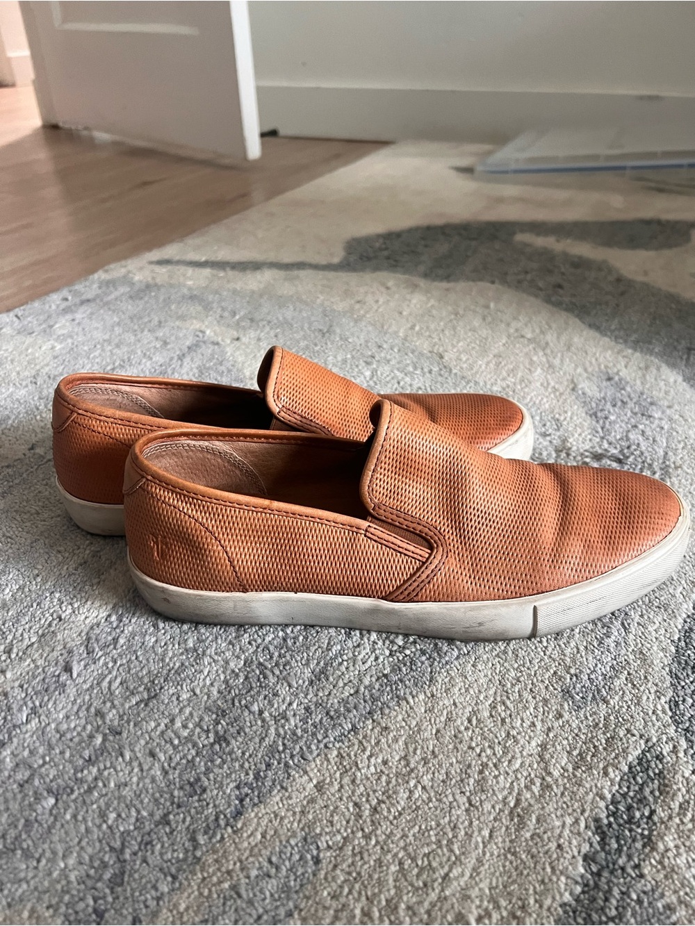 Frye Men's Slip-On Loafers in Orange with White Sole